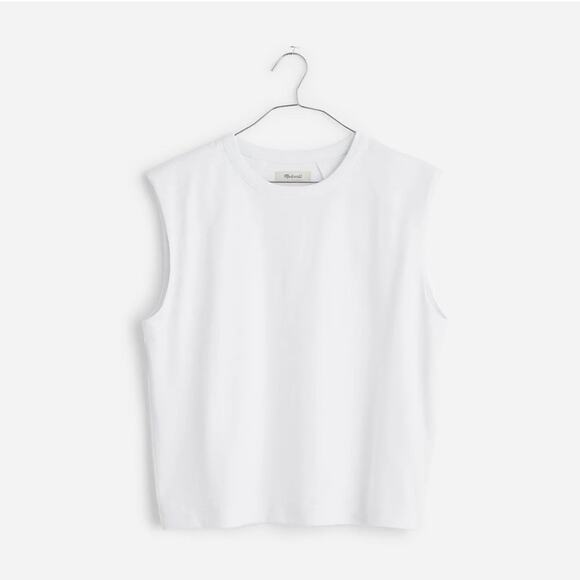 madewell structured muscle tee eyelet white nr246 women size x-small xs - Picture 5 of 9